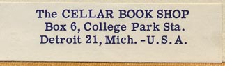 The Cellar Book Shop, Detroit, Michigan (53mm x 14mm, ca.1960)