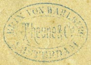 Brix von Wahlberg (Theune & Co.) [music publisher], Amsterdam, Netherlands (inkstamp, 29mm x 21mm). Courtesy of Robert Behra.